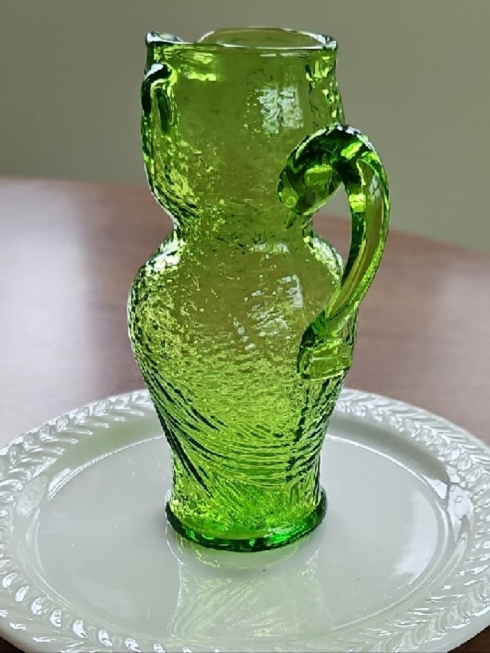 Kanawha Green Glass Owl Pitcher - Picture 3 of 8